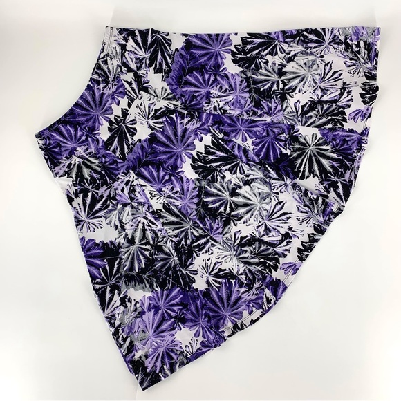 Nina K Purple, Black, and White Floral Full Knee Length Skirt, Small - Picture 1 of 15